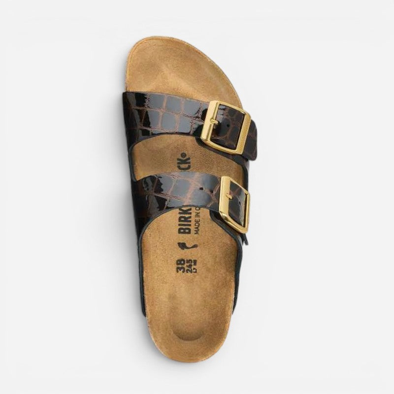 Arizona Black Embossed Leather Narrow